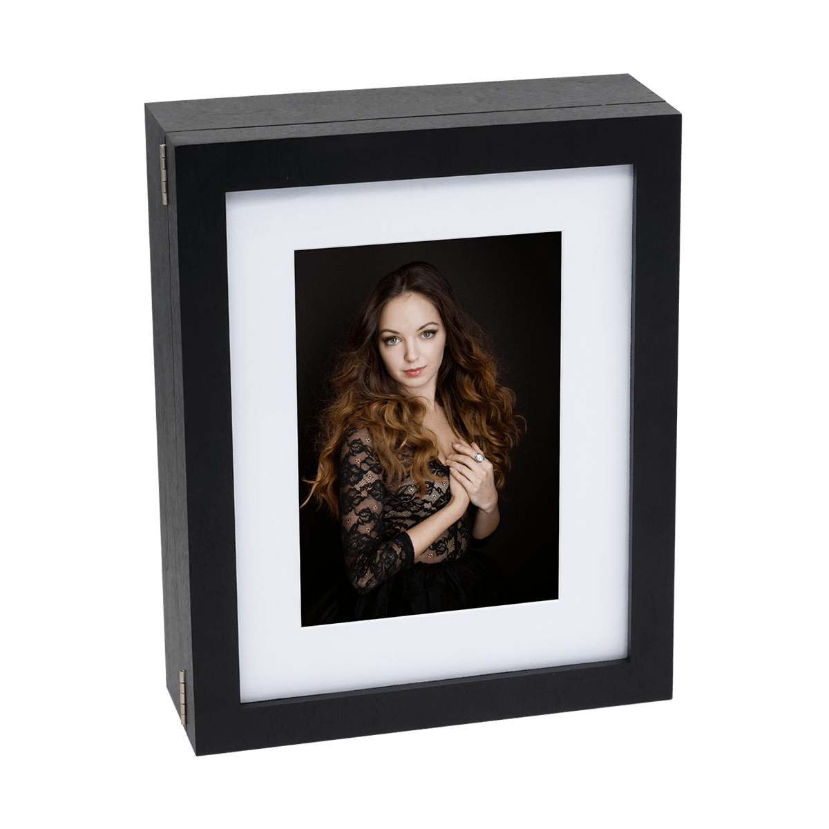 14x11 Black Wood Window Folio Box