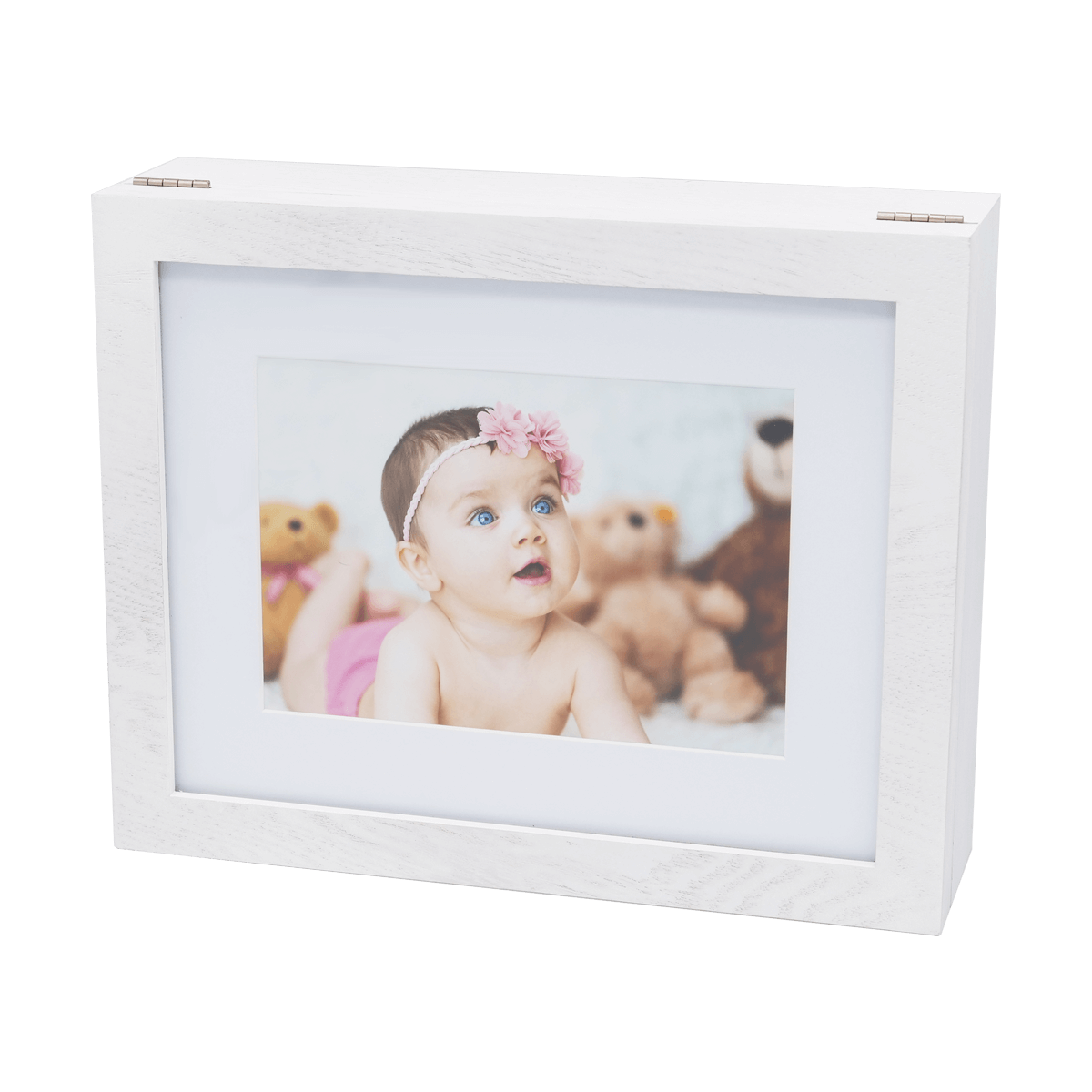 14x11 White Wood Folio Box with Window