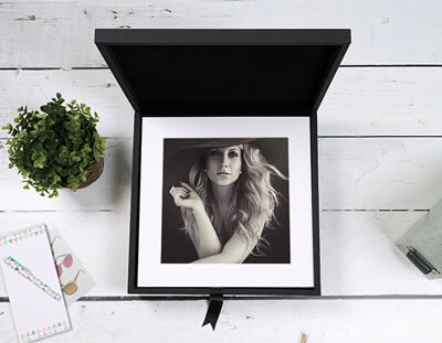 Black Folio Box with 6x6 matted prints