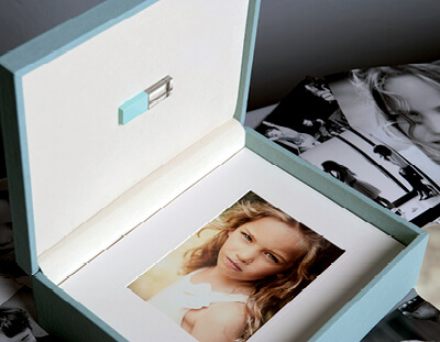 Combine digital files with matted prints in a folio box