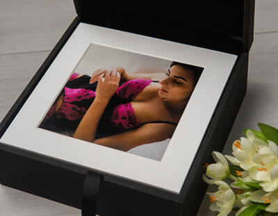 Black Folio Box with 6x6 matted prints
