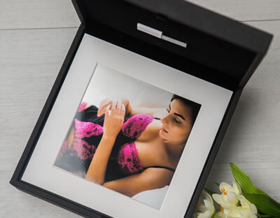 Black Folio Box with 6x6 matted prints