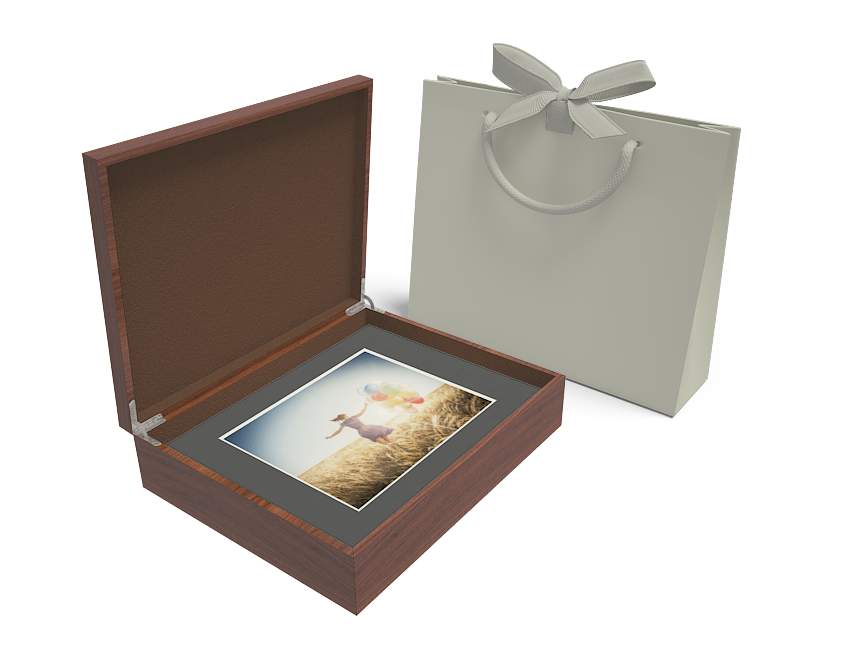 Premium Window Box Choco 11x14, gray bag, 20 print capacity