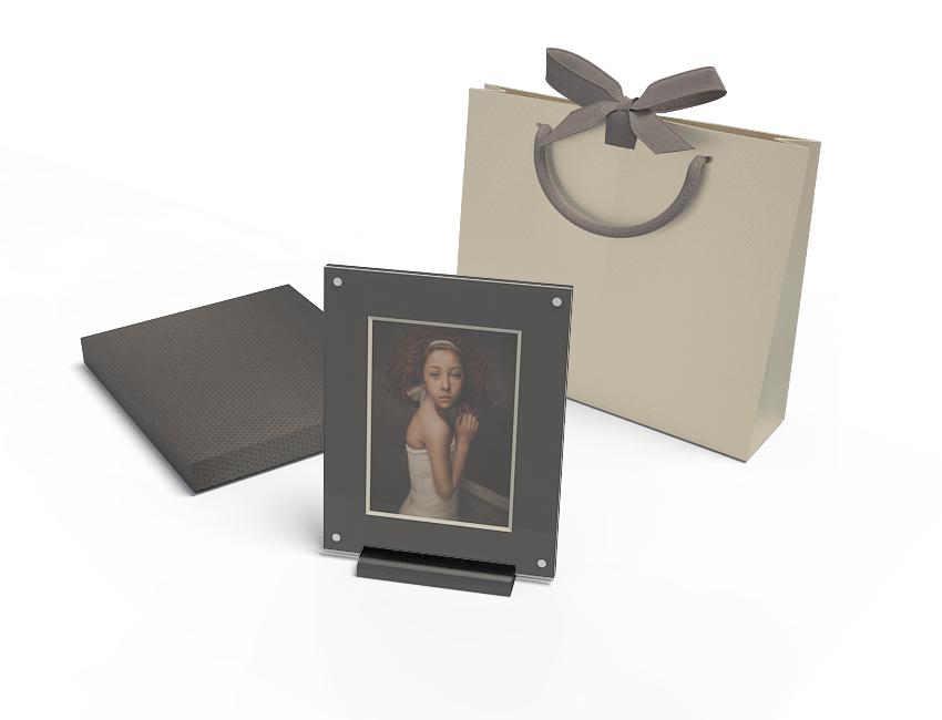 8x10 Acrylic Frame with Branded Box (Black Mat)