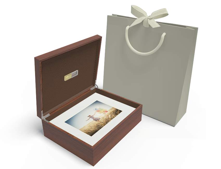 Branded Walnut Premium Wood Window Folio Box - 20 