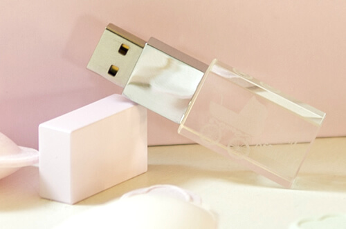 Pink Crystal USB with Laser Engraving