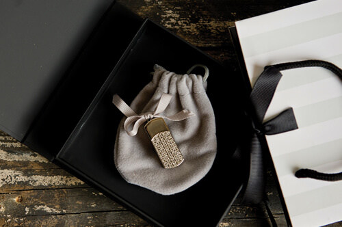 Clear Jewelled Twist USB in Black Box