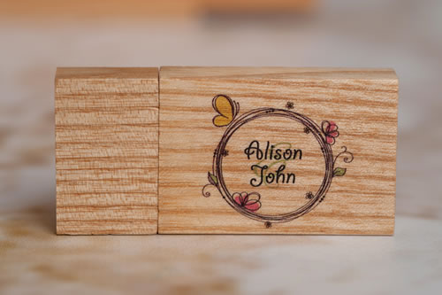 UV Colour printed USB and Oak Wooden Box