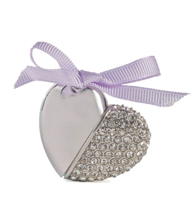 Clear Jewel Heart USB Flash Drive