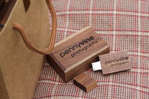 Mini Walnut USB with Kraft Bag