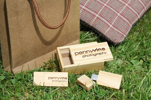 Mini Pine USB with Kraft Bag