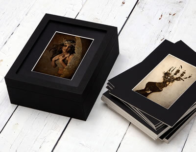 Window Folio Box shown with Black mats