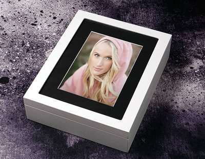 Premium Window White Folio Box with black mats