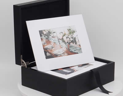 Luxury wooden folio box with soft close hinges for photographers