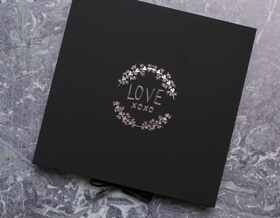 Signature Black Folio Mount Box with Silver Foil Branding