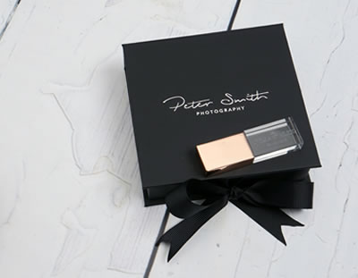 Rose Gold Crystal USB in a Black Box