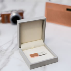 Premium Colours Grey Box with Rose Gold Crystal USB
