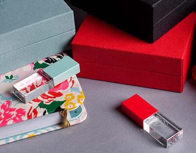 Crystal USBs in Red and Duck Egg